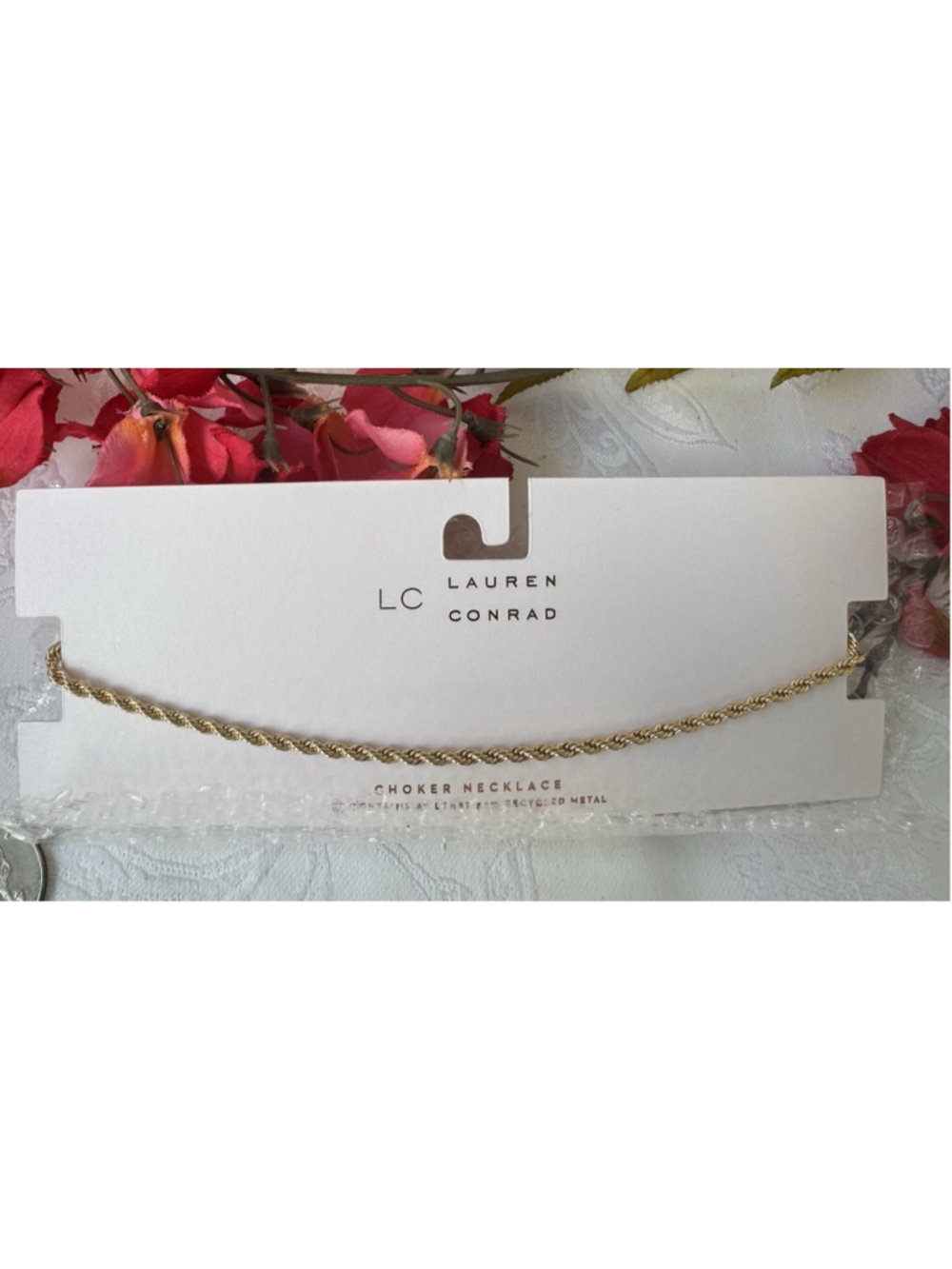 LC Lauren Conrad Dainty Twisted Rope Goldtone 13" Choker Necklace NWT